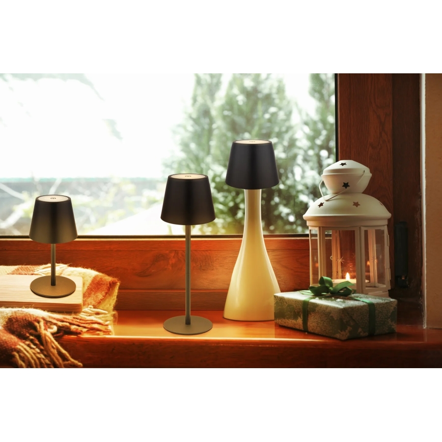 Globo - LED Stmievateľná dotyková nabíjateľná vonkajšia stolová lampa 3v1 LED/3W/5V 3000/4000/5000K IP54 1800 mAh čierna