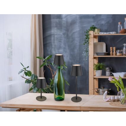 Globo - LED Stmievateľná dotyková nabíjateľná vonkajšia stolová lampa 3v1 LED/3W/5V 3000/4000/5000K IP54 1800 mAh čierna