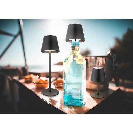 Globo - LED Stmievateľná dotyková nabíjateľná vonkajšia stolová lampa 3v1 LED/3W/5V 3000/4000/5000K IP54 1800 mAh čierna