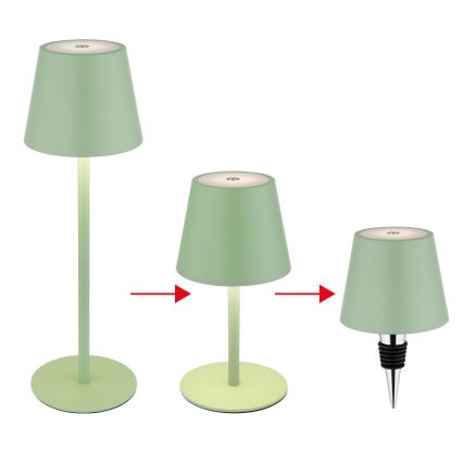 Globo - LED stmievateľná dotyková nabíjateľná vonkajšia stolová lampa 3v1 LED/3W/5V 3000/4000/5000K IP54 1800 mAh zelená