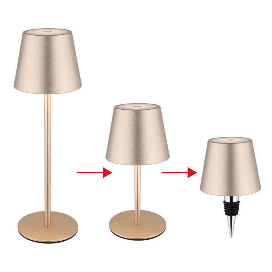 Globo - LED stmievateľná dotyková nabíjateľná vonkajšia stolová lampa 3 v 1 LED/3W/5V 3000/4000/5000K IP54 1800 mAh mosadz