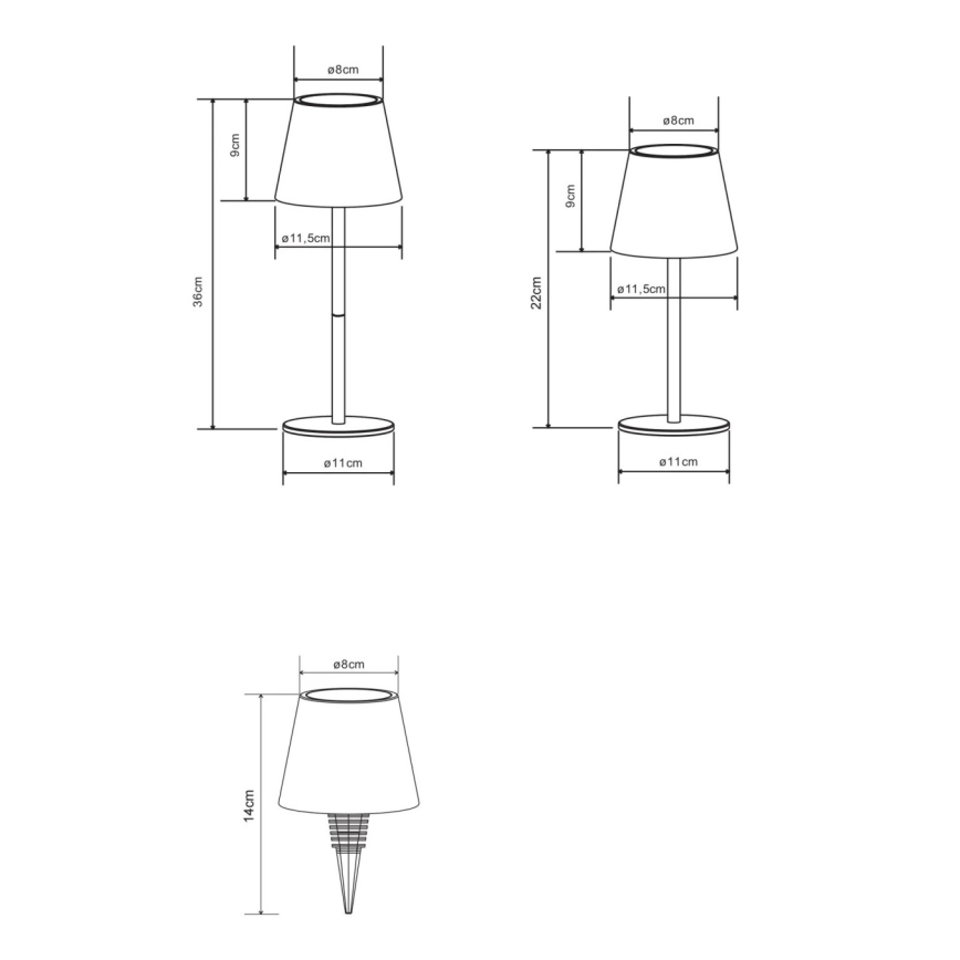 Globo - LED stmievateľná dotyková nabíjateľná vonkajšia stolová lampa 3 v 1 LED/3W/5V 3000/4000/5000K IP54 1800 mAh mosadz