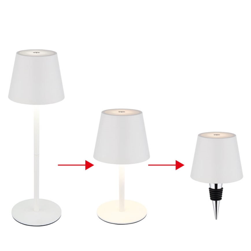 Globo - LED stmievateľná dotyková nabíjateľná vonkajšia stolová lampa 3v1 LED/3W/5V 3000/4000/5000K IP54 1800 mAh biela