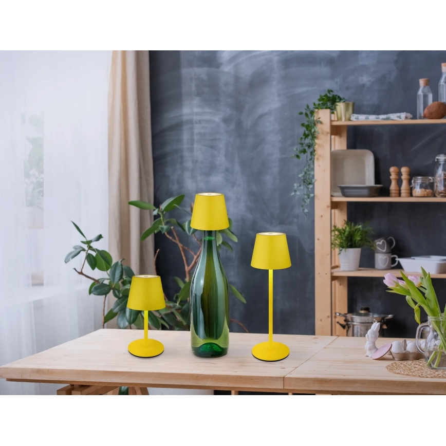 Globo - stmievateľná dotyková nabíjacia vonkajšia stolná lampa 3 v 1 LED/3W/5V 3000/4000/5000K IP54 1800 mAh žltá
