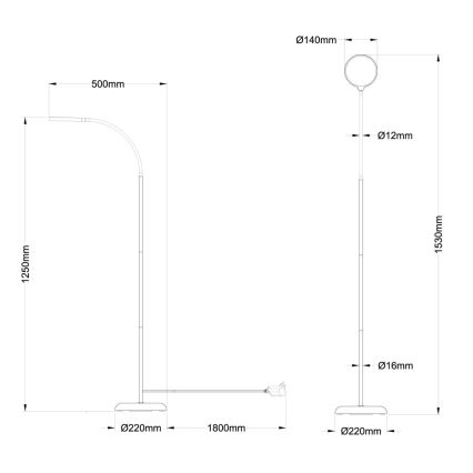 Globo - LED stmievateľná dotyková stojacia lampa LED/8W/230V 2700K/4000K/6500K čierna