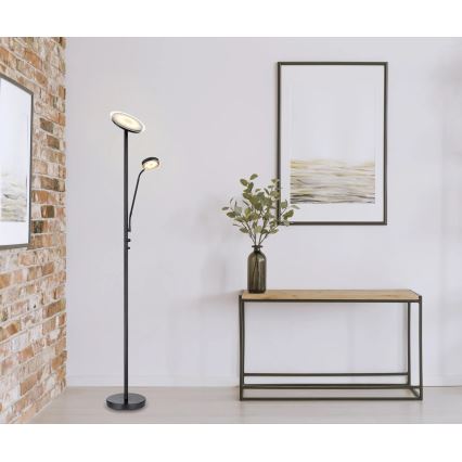 Globo - LED Stmievateľná stojacia lampa LED/18,5W/230V + LED/4,5W 3000K čierna