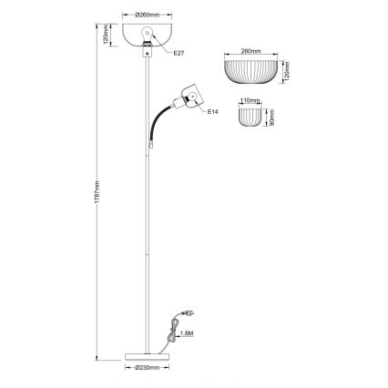 Globo - Stojacia lampa 1xE27/40W/230V + 1xE14/25W