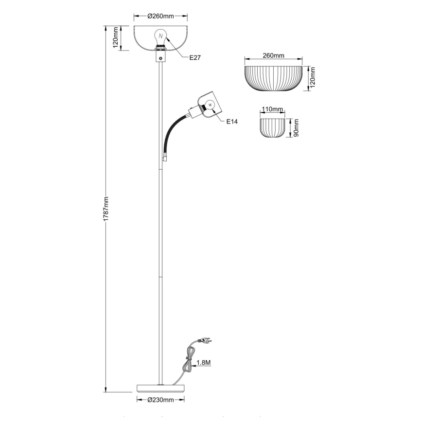 Globo - Stojacia lampa 1xE27/40W/230V + 1xE14/25W