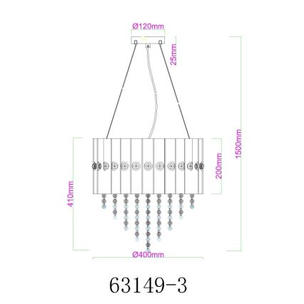 Globo - Luster na lanku 3xE27/40W/230V pr. 40 cm