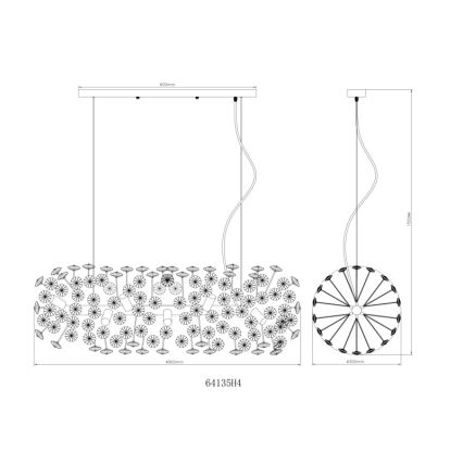 Globo - LED luster na lanku 12xG9/3,5W/230V zlatý