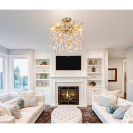 Globo - Luster na tyči 6xE14/40W/230V zlatý