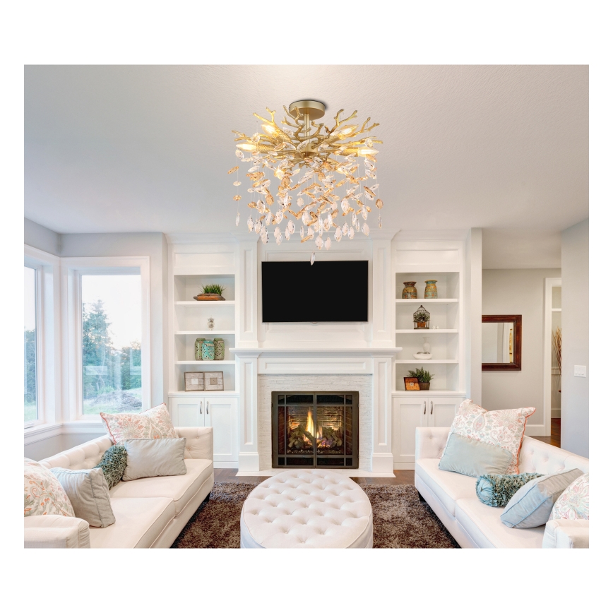 Globo - Luster na tyči 6xE14/40W/230V zlatý