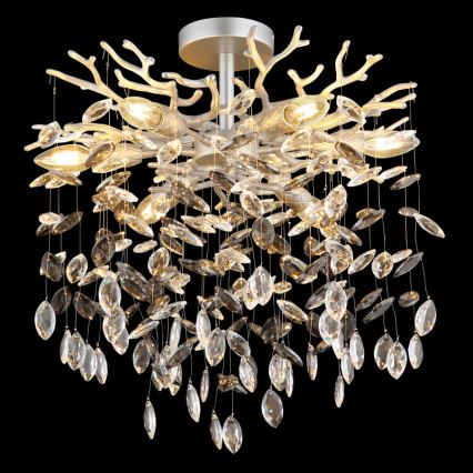 Globo - Luster na tyči 6xE14/40W/230V strieborná