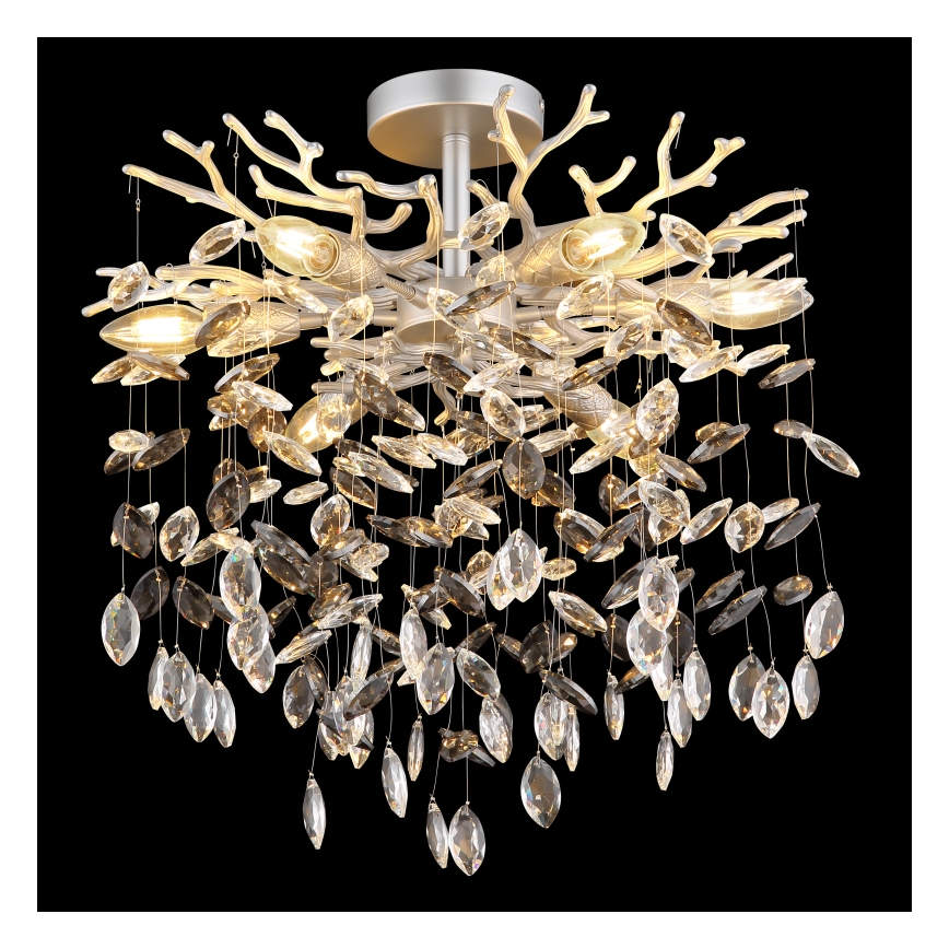 Globo - Luster na tyči 6xE14/40W/230V strieborná