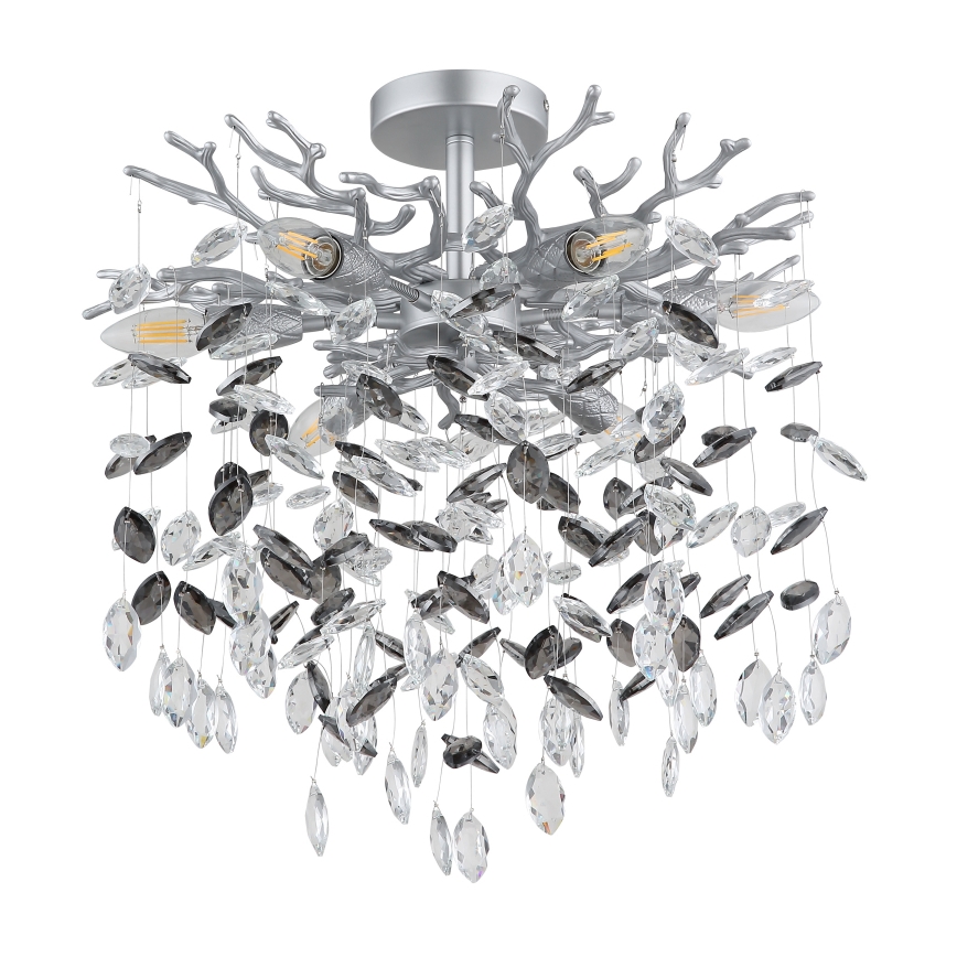 Globo - Luster na tyči 6xE14/40W/230V strieborná