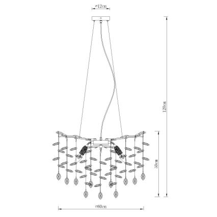 Globo - Luster na lanku 8xE14/40W/230V zlatý
