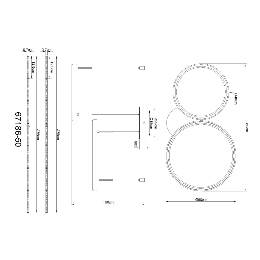 Globo - LED Stmievateľný luster na lanku LED/50W/230V 2700-6000K čierna + diaľkové ovládanie