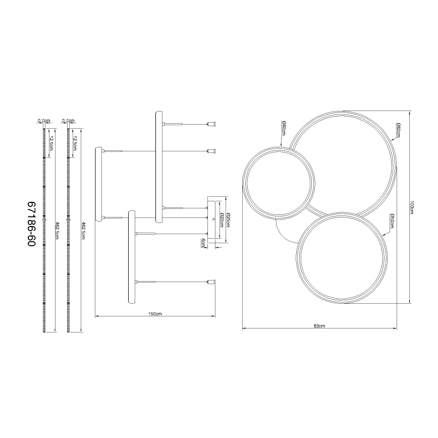 Globo - LED Stmievateľný luster na lanku LED/55W/230V 2700-6000K čierna + diaľkové ovládanie
