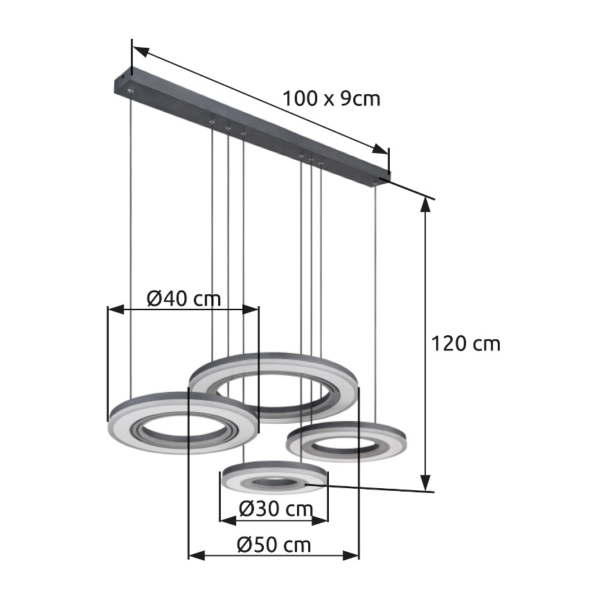 Globo - LED Stmievateľný luster na lanku LED/80W/230V 2700-6000K čierna + diaľkové ovládanie
