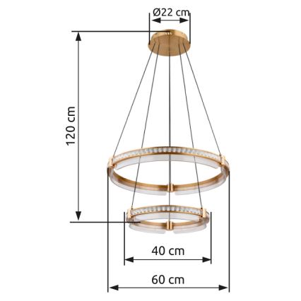 Globo - LED Stmievateľný krištáľový luster na lanku LED/78W/230V 2700K-6000K + diaľkové ovládanie