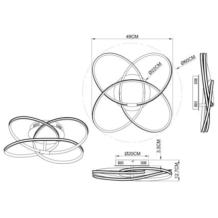 Globo - LED Prisadený luster LED/30W/230V