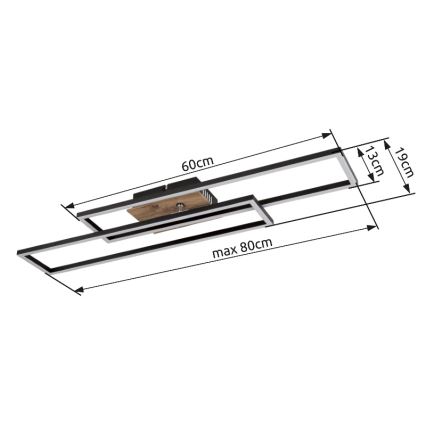 Globo - LED Stropné svietidlo LED/30W/230V 3000K 60x80 cm čierna