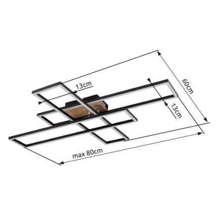 Globo - LED Stropné svietidlo LED/40W/230V 3000K 60x80 cm čierna