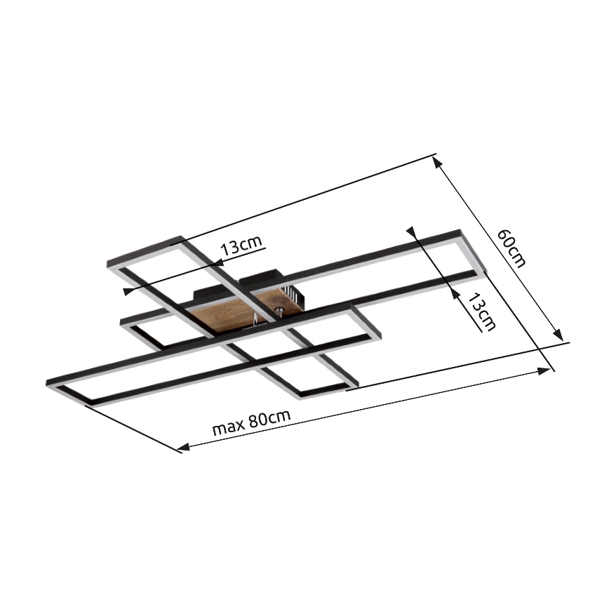 Globo - LED Stropné svietidlo LED/40W/230V 3000K 60x80 cm čierna