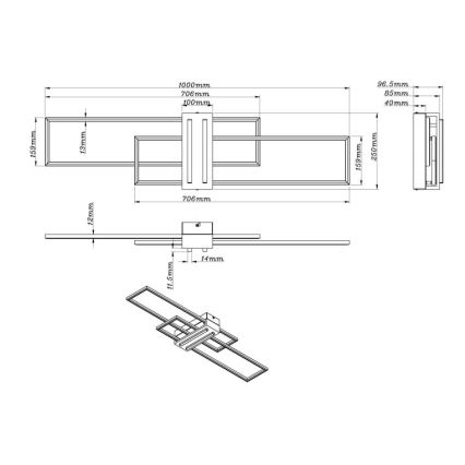 Globo - LED Stropné svietidlo LED/40W/230V 3000K 25x100 cm čierna