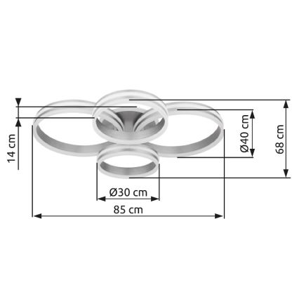 Globo - LED Stmievateľné stropné svietidlo LED/90W/230V 2700-6000K 68x85 cm + diaľkové ovládanie