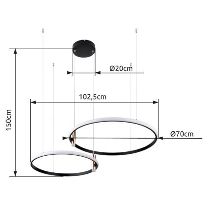 Globo - LED Stmievateľný luster na lanku LED/55W/230V 2700-6000K čierna + diaľkové ovládanie