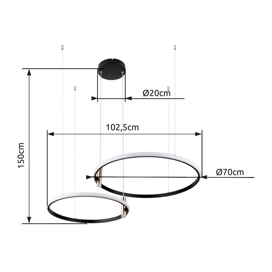 Globo - LED Stmievateľný luster na lanku LED/55W/230V 2700-6000K čierna + diaľkové ovládanie