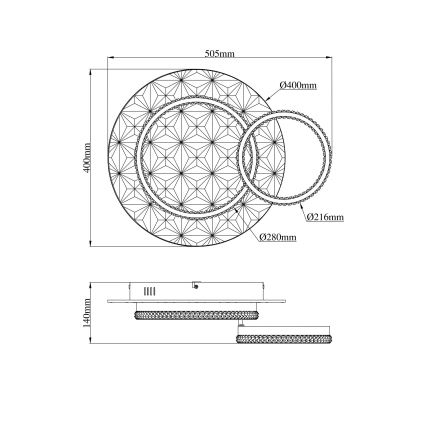 Globo - LED Stropné svietidlo LED/24W/230V 3000K 40x50,5 cm čierna/lesklý chróm