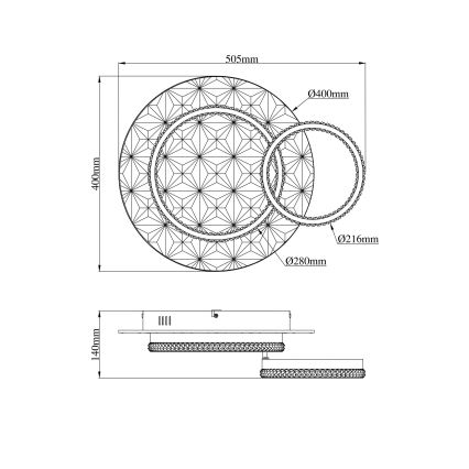 Globo - LED Stropné svietidlo LED/24W/230V 3000K 40x50,5 cm čierna/zlatá