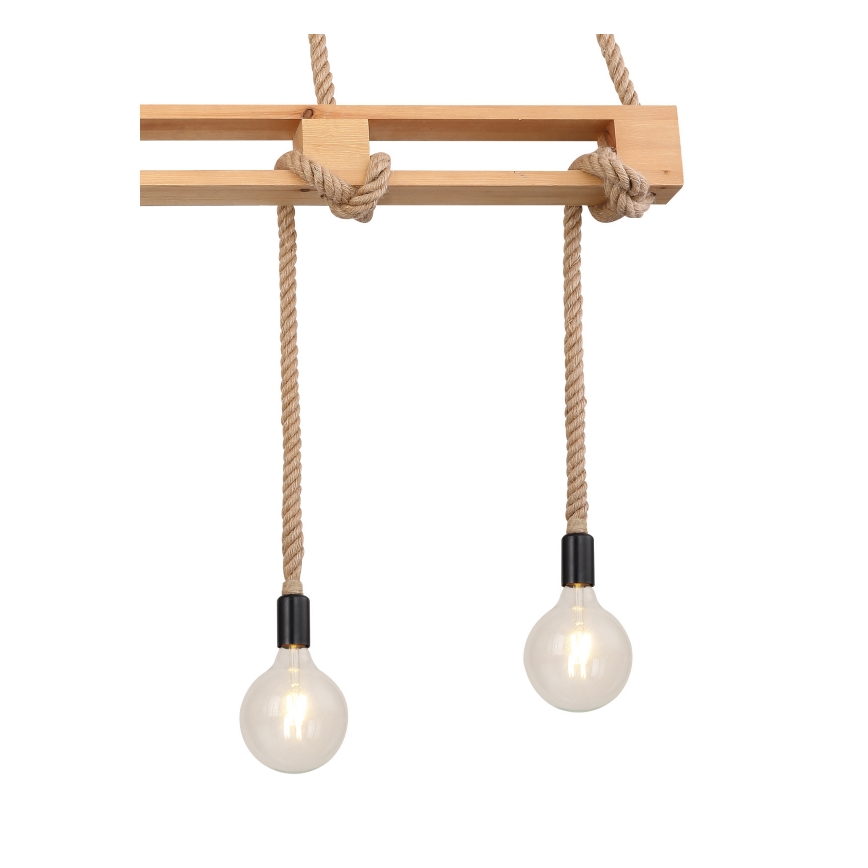 Globo - Luster na lanku 4xE27/60W/230V borovica