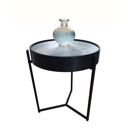 Globo - Konferenčný stolík s hodinami pr. 49 cm čierny