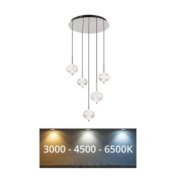 Globo - LED Luster na lanku 5xLED/6,6W/230V 3000/4500/6500K