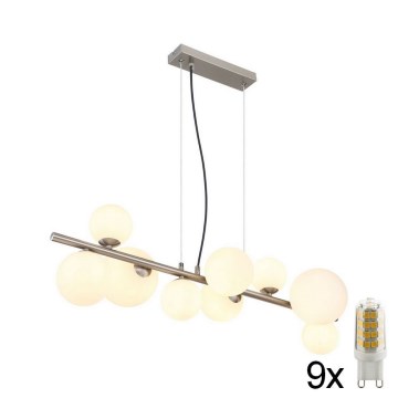 Globo - LED Luster na lanku 9xG9/3W/230V matný chróm