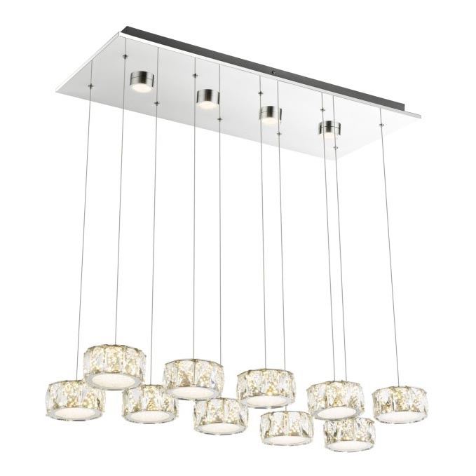 Globo - LED Luster na lanku LED/92W/230V 4000K lesklý chróm/číra