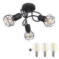 Globo - LED Prisadený luster 3xE14/6W/230V čierna