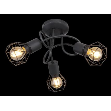 Globo - LED Prisadený luster 3xE14/6W/230V čierna