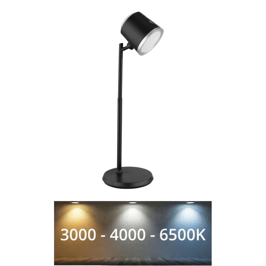 Globo - LED Stmievateľná dotyková stolná lampa 4v1 LED/6W/3,7V 3000K/4000K/6500K 1500 mAh USB čierna