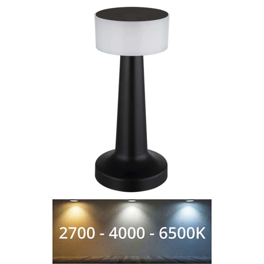 Globo - LED Stmievateľná dotyková stolná lampa LED/1W/3,7V 2700K/4000K/6500K 800 mAh USB čierna