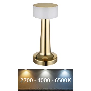 Globo - LED Stmievateľná dotyková stolná lampa LED/1W/3,7V 2700K/4000K/6500K 800 mAh USB zlatá