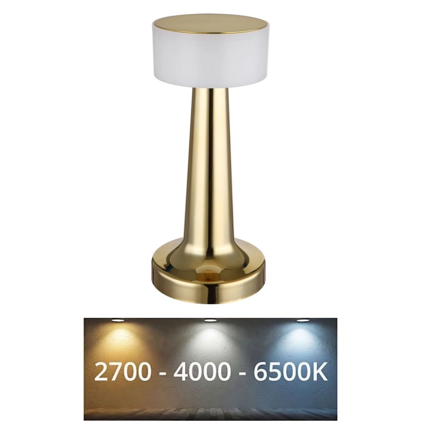 Globo - LED Stmievateľná dotyková stolná lampa LED/1W/3,7V 2700K/4000K/6500K 800 mAh USB zlatá