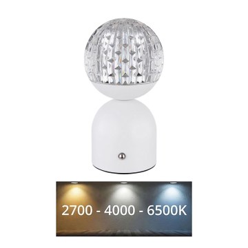Globo - LED Stmievateľná dotyková stolná lampa LED/2,5W/3,7V 2700/4000/65000K 1800 mAh USB biela