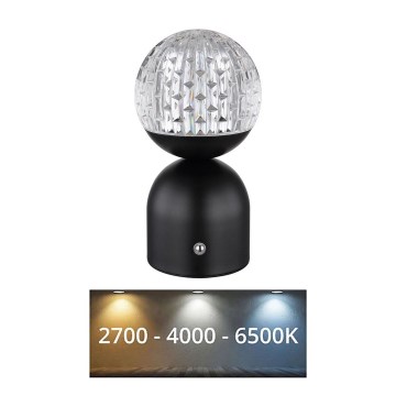 Globo - LED Stmievateľná dotyková stolná lampa LED/2,5W/3,7V 2700/4000/6500K 1800 mAh USB čierna