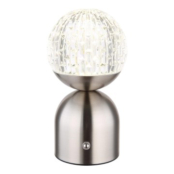 Globo - LED Stmievateľná dotyková stolná lampa LED/2,5W/3,7V 2700/4000/6500K 1800 mAh USB matný chróm