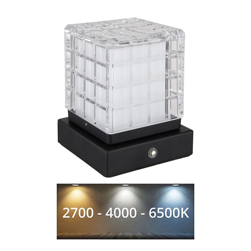 Globo - LED Stmievateľná dotyková stolná lampa LED/2,5W/3,7V 2700K/4000K/6500K 1800 mAh USB čierna