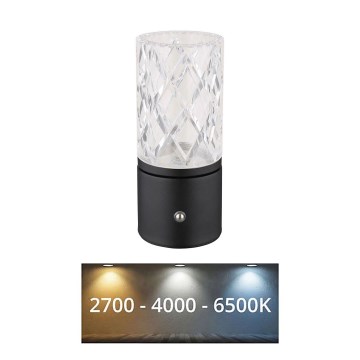 Globo - LED Stmievateľná dotyková stolná lampa LED/2,5W/3,7V 2700K/4000K/6500K 1800 mAh USB čierna
